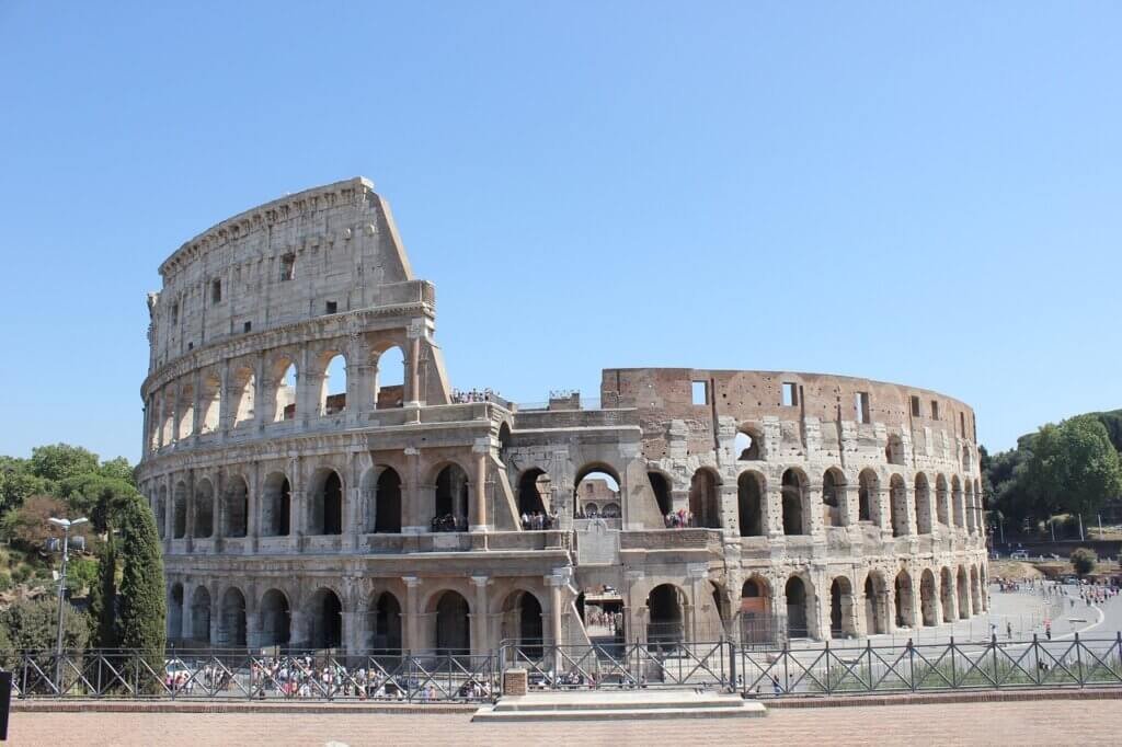 The Colosseum in Rome, Italy, a famous historical landmark and an enduring symbol of ancient Roman engineering.