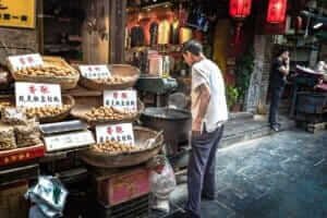 Affordable local cuisine at a bustling street food market.